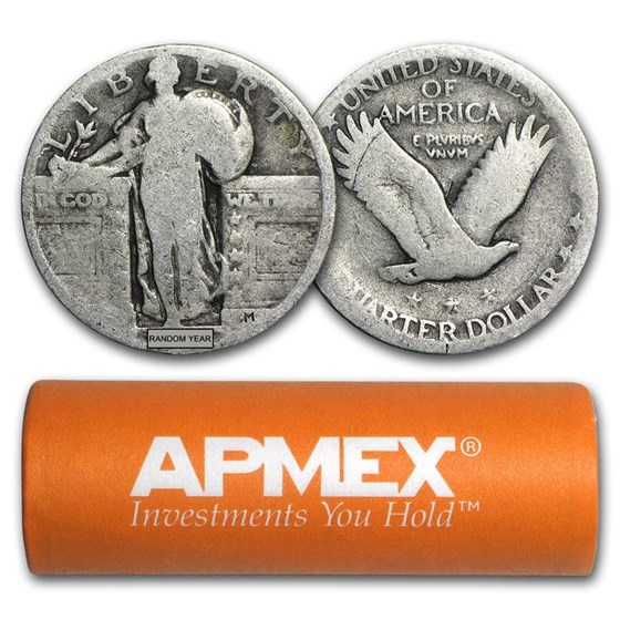 90% Silver Standing Liberty Quarters 40-Coin Roll (w/Dates) 90% Silver Standing Liberty Quarters 40-Coin Roll (w/Dates)